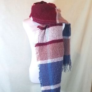 Hat Attack Blush Plaid Oversized Scarf NWOT